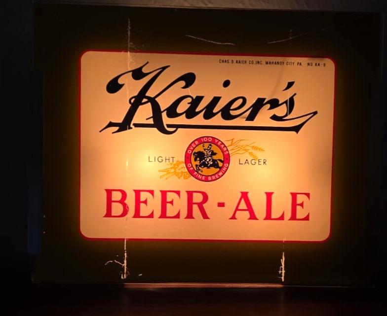 Vintage 1950s Kaiers Beer Lighted Sign Light Lager Mahanoy City PA Neon Products Vintage 1950s Kaiers Beer Lighted Sign Light Lager Mahanoy City PA Neon Products