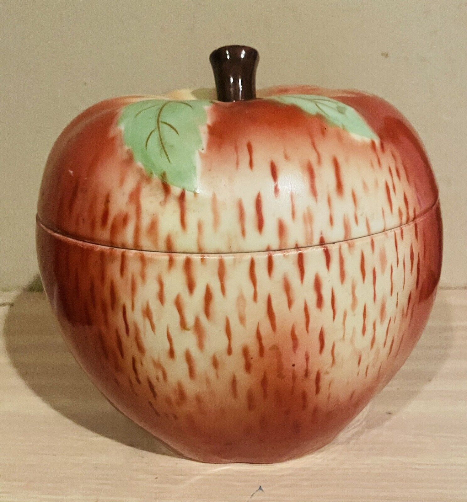 Vintage Czechoslovakian Ceramic Red Apple Cookie Jar