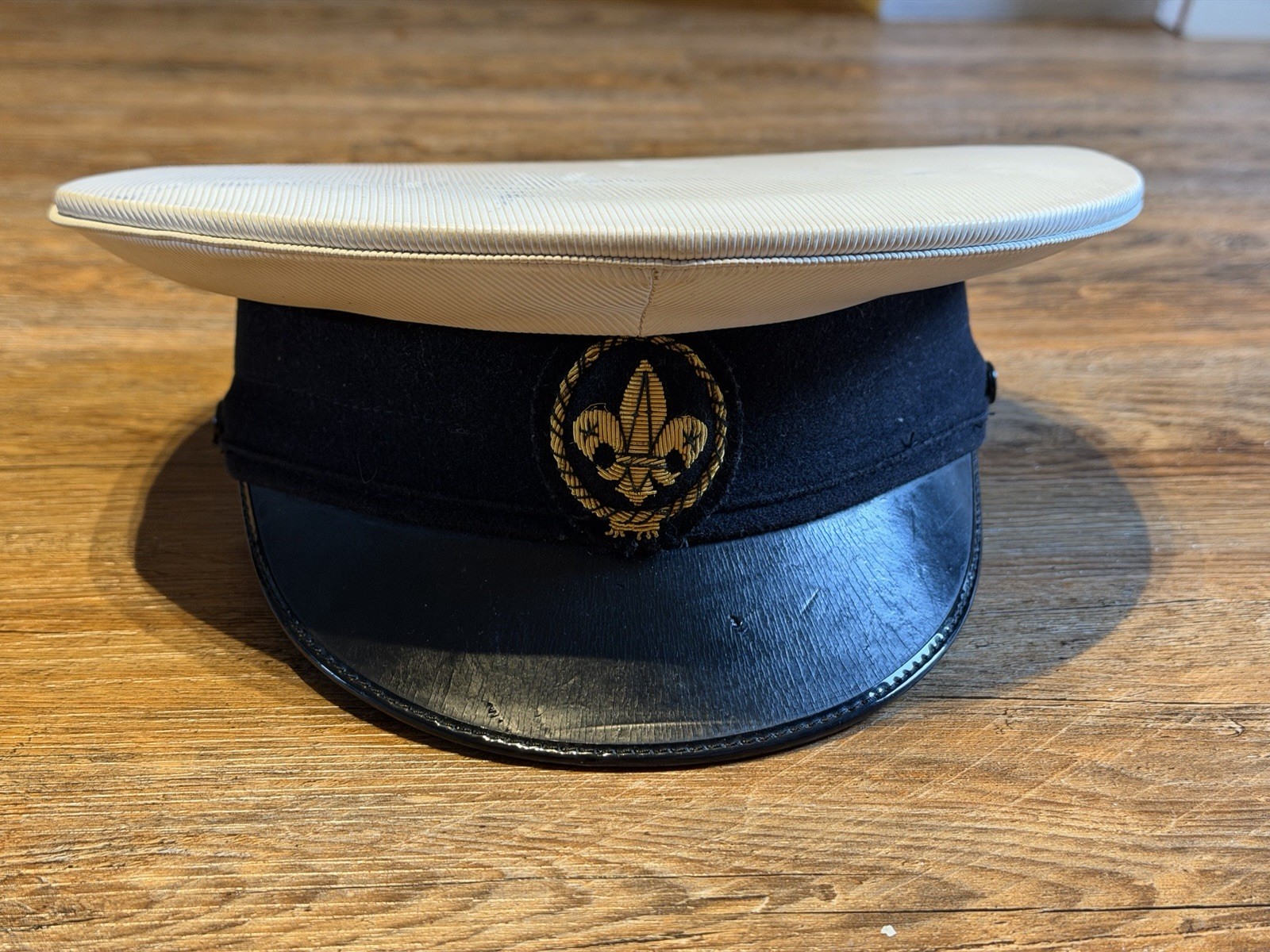 Vintage Royal Navy Sea Scout white officer Leaders Hat peak cap CW Headdresss 