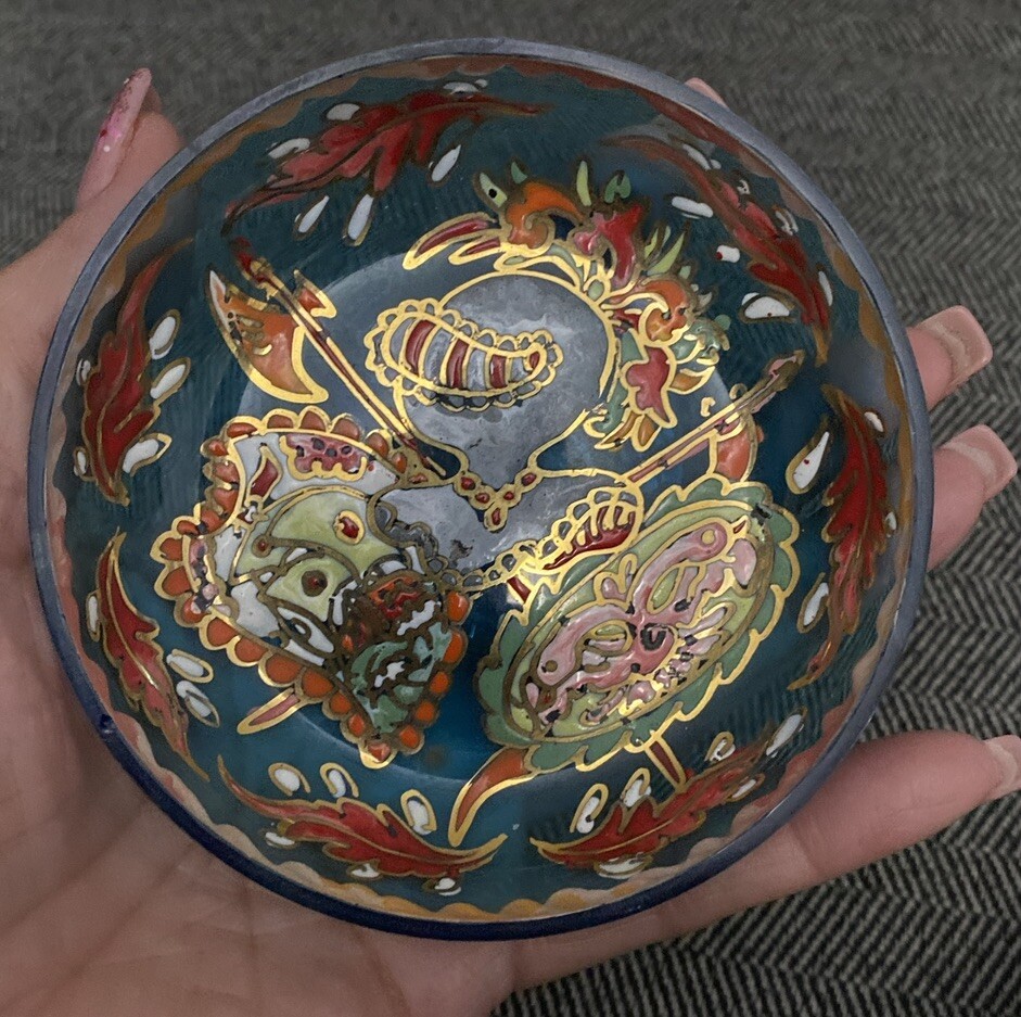 Art Deco Vintage Jose Cire Royo  Masquerade Design Glass Trinket Dish 5”