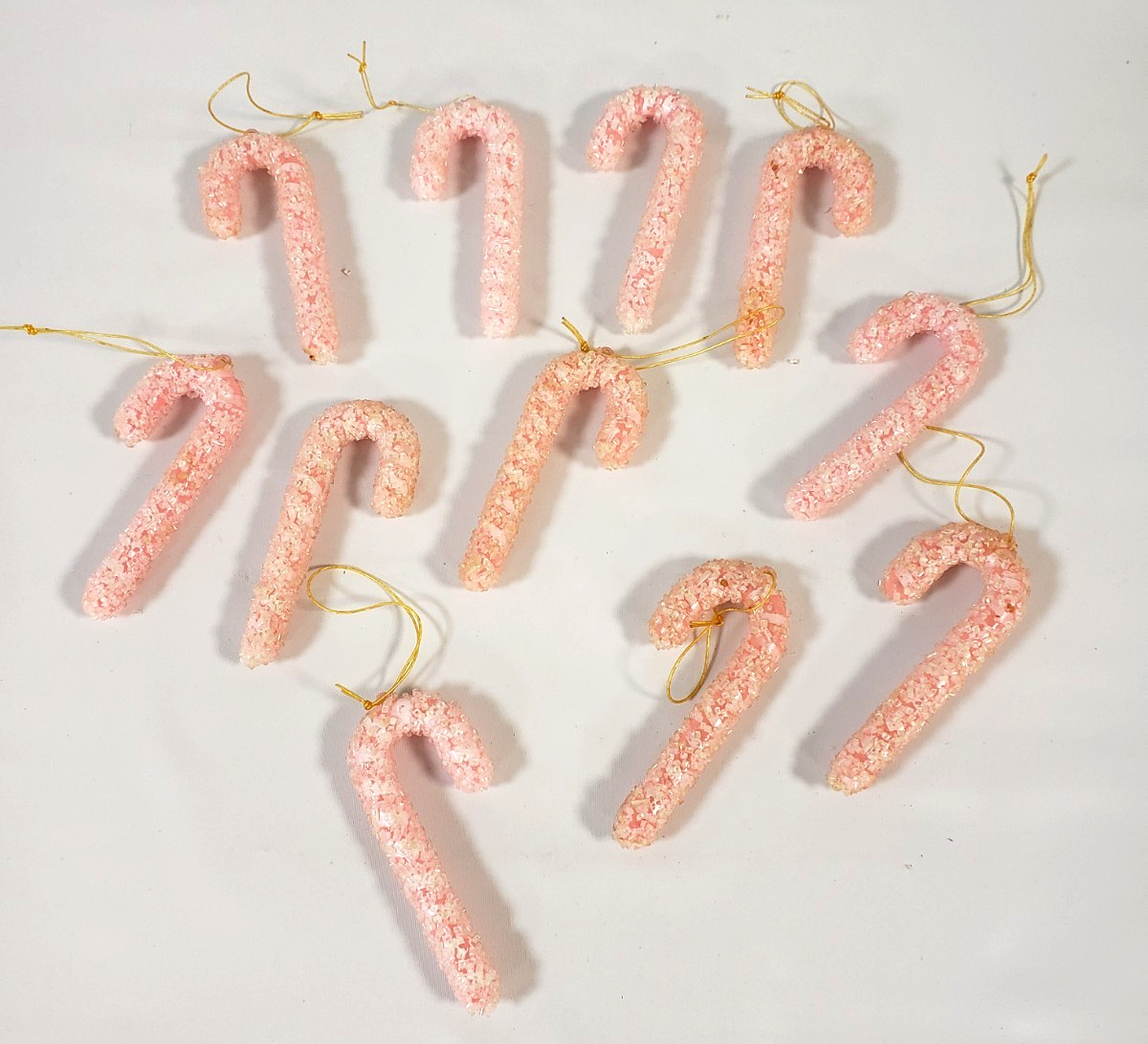 11 Vintage Sugared Candy Cane Christmas Ornaments Lot Retro PINK Pastel Plastic 11 Vintage Sugared Candy Cane Christmas Ornaments Lot Retro PINK Pastel Plastic