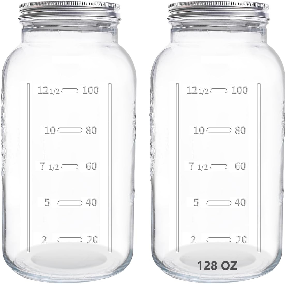 128 Oz Mason Jars Extra Wide Mouth 2 Pack, 1 Gallon Glass Large Jars with Airtig 128 Oz Mason Jars Extra Wide Mouth 2 Pack, 1 Gallon Glass Large Jars with Airtig