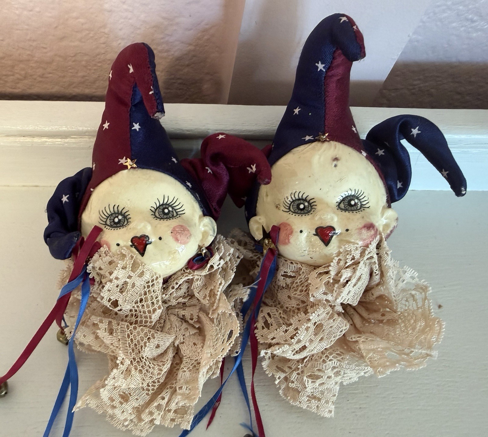 2 Vintage 70s-80s Jester Ornaments. 2 Vintage 70s-80s Jester Ornaments.