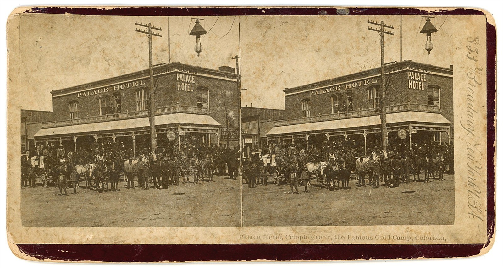 COLORADO STEREOVIEW - Cripple Creek - Palace Hotel - 1880s