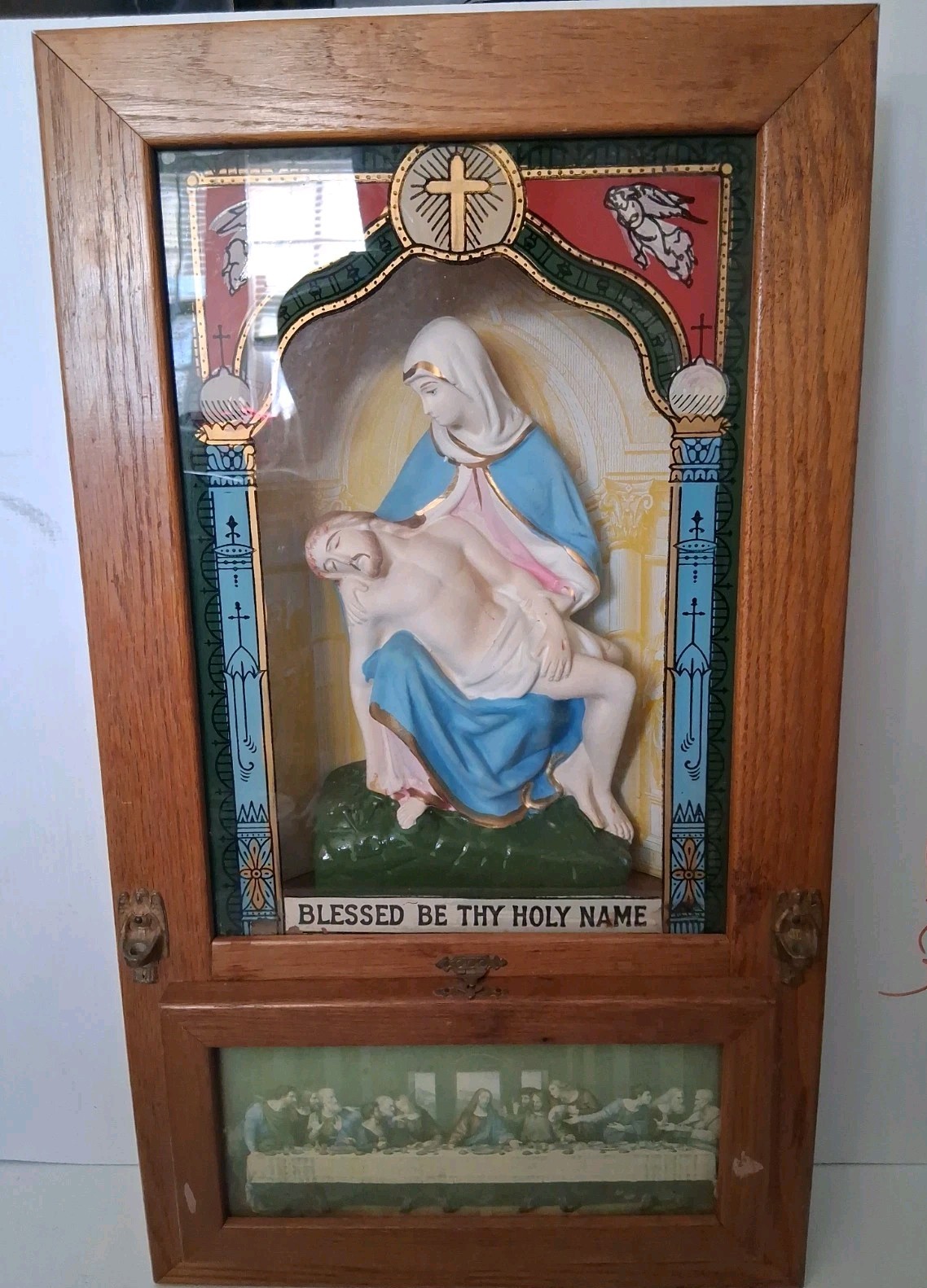 Antique Catholic Viaticum Sick Call Shrine Oak Pieta Last Rites Shadow PrayerBox Antique Catholic Viaticum Sick Call Shrine Oak Pieta Last Rites Shadow PrayerBox