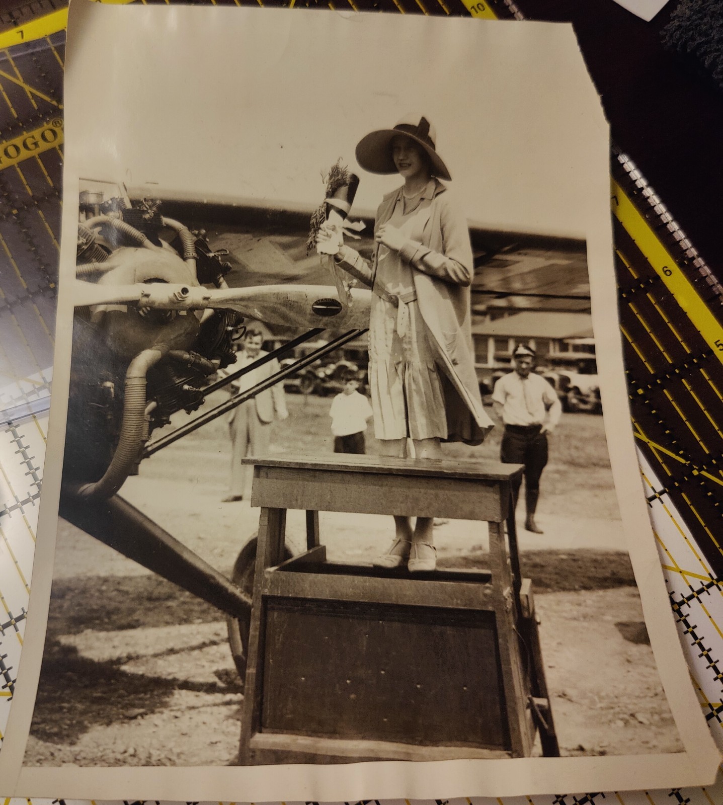 1929 Mary Fechet Christens General Ulm Aristocrat Plane Original Press Photo