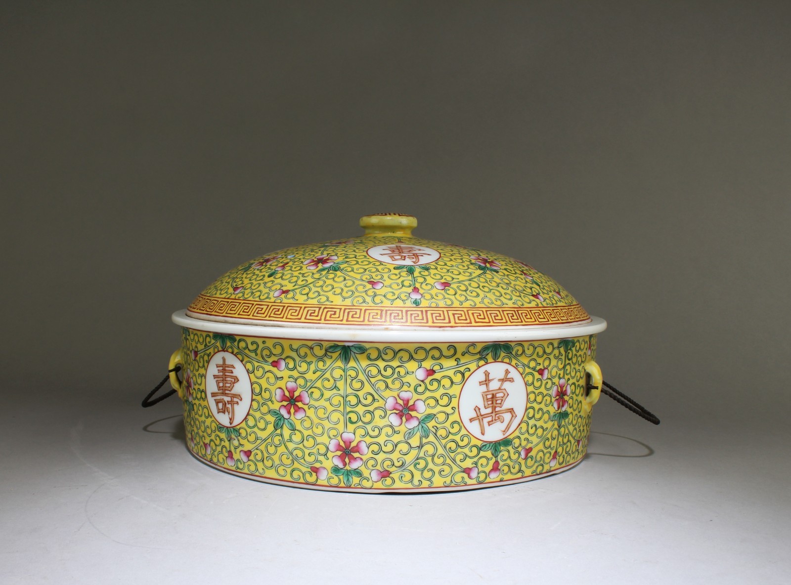 Antique Famille Jaune Porcelain Container Antique Famille Jaune Porcelain Container