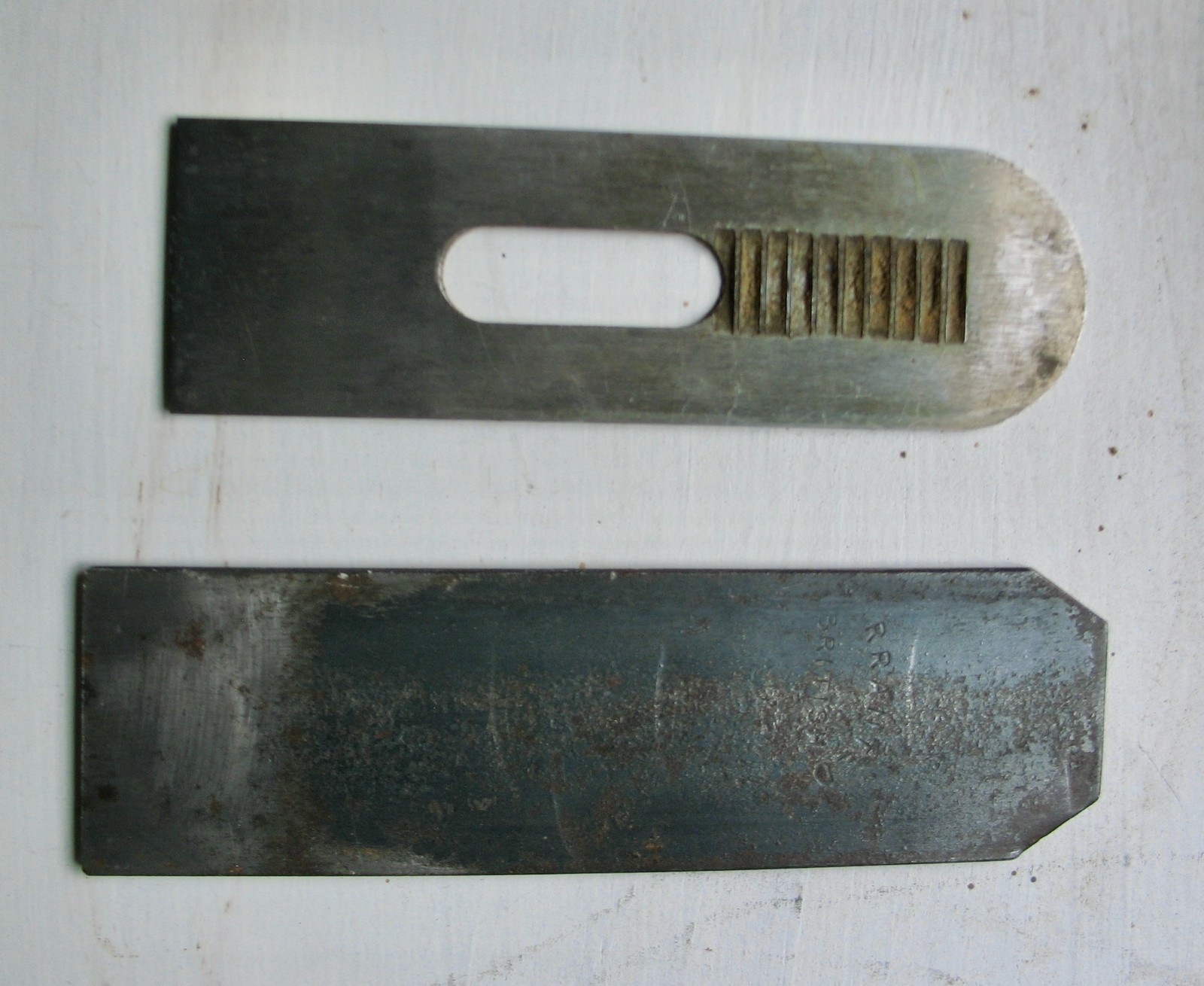 2 VINTAGE PLANE BLADES IRONS Stanley Bailey No. 60 + another