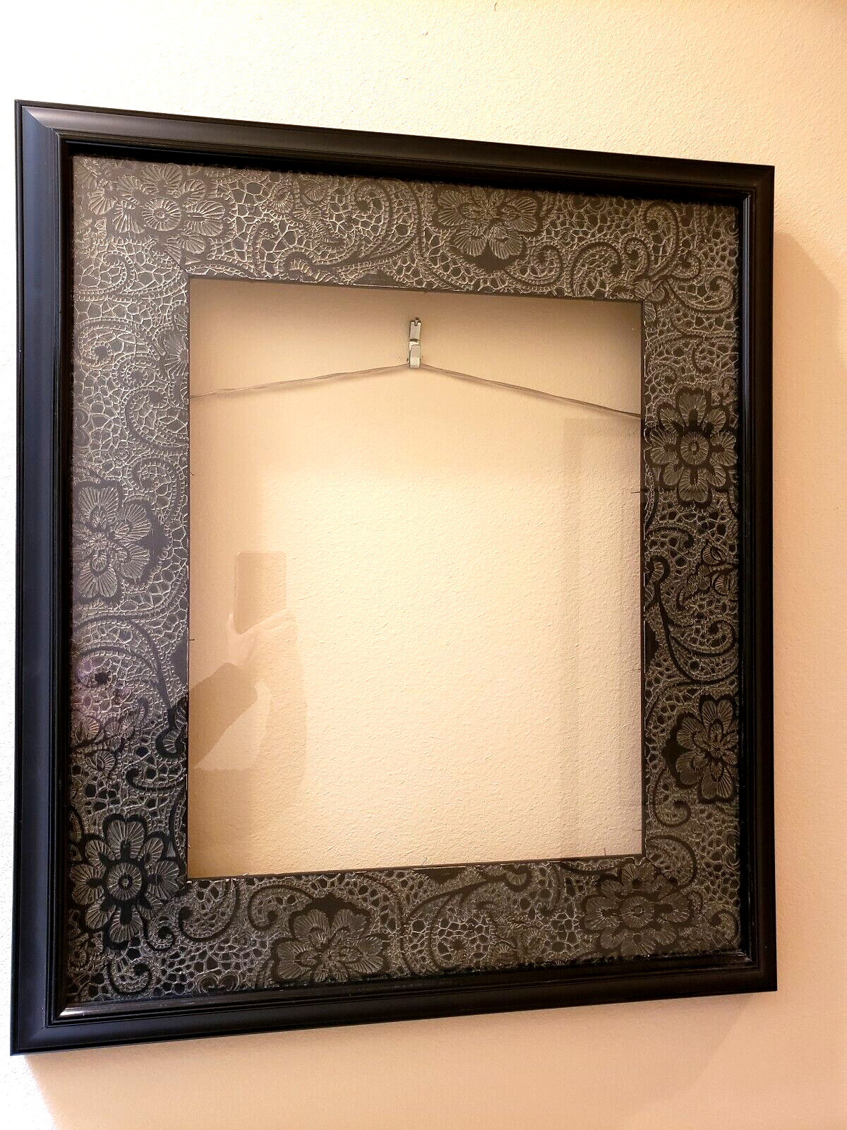 Modernism Floral 27x31 Picture Frame for 16x20 Gloss Black Flowers Paisley Mat