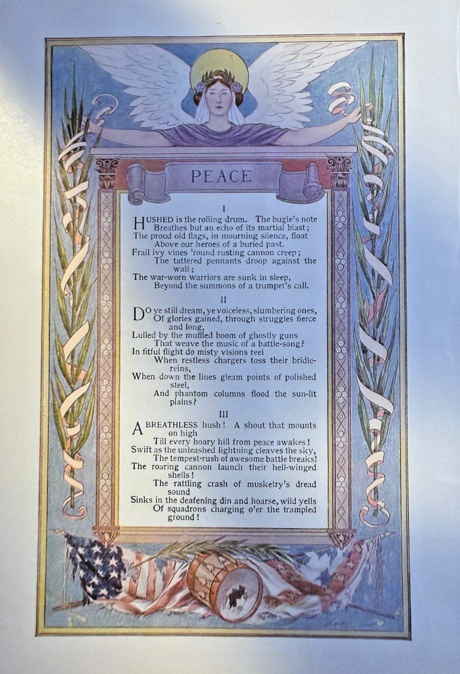 1906 Vintage Magazine Illustration Peace Civil War Print / Poem