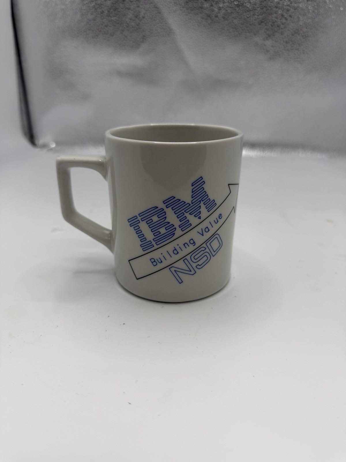Vintage IBM Ceramic Coffee Mug White And Blue Classic Logo Mid Atlantic Region