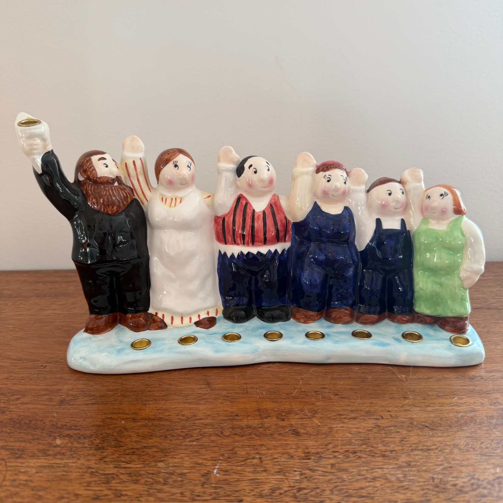 Vtg Menorah Hanukkiah Chanukah Ceramic Hand-Painted Dancing Family Whimsical NEW Vtg Menorah Hanukkiah Chanukah Ceramic Hand-Painted Dancing Family Whimsical NEW