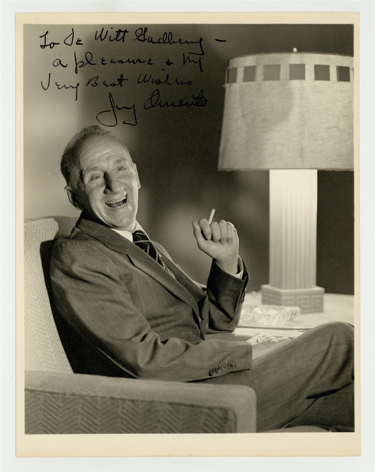 Jimmy Durante 1940 Signed w/Inscription Dbl Wt Photo 8x10 Actor Comedian J14074