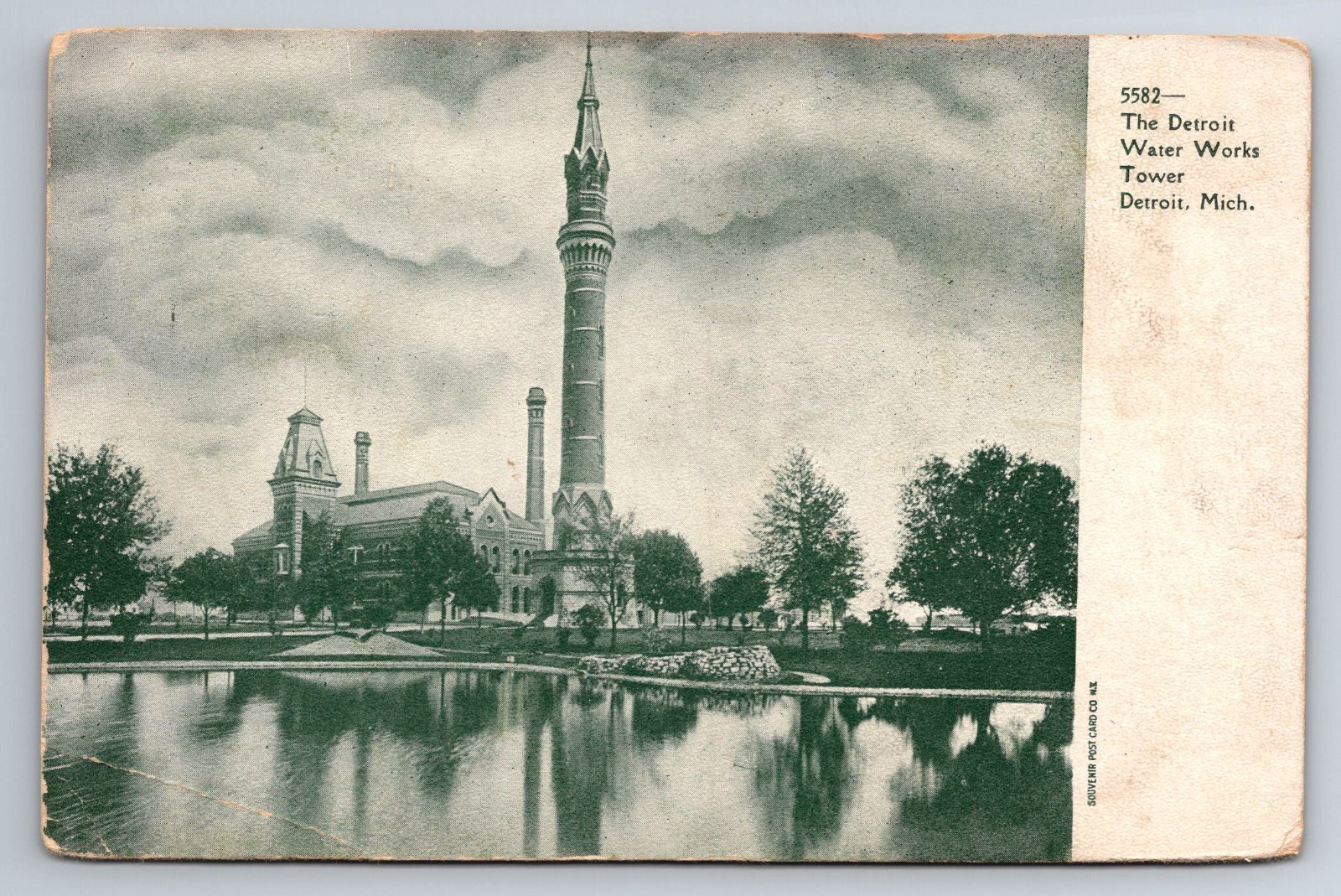 MI, Detroit, Water Works Tower, Vintage Postcard