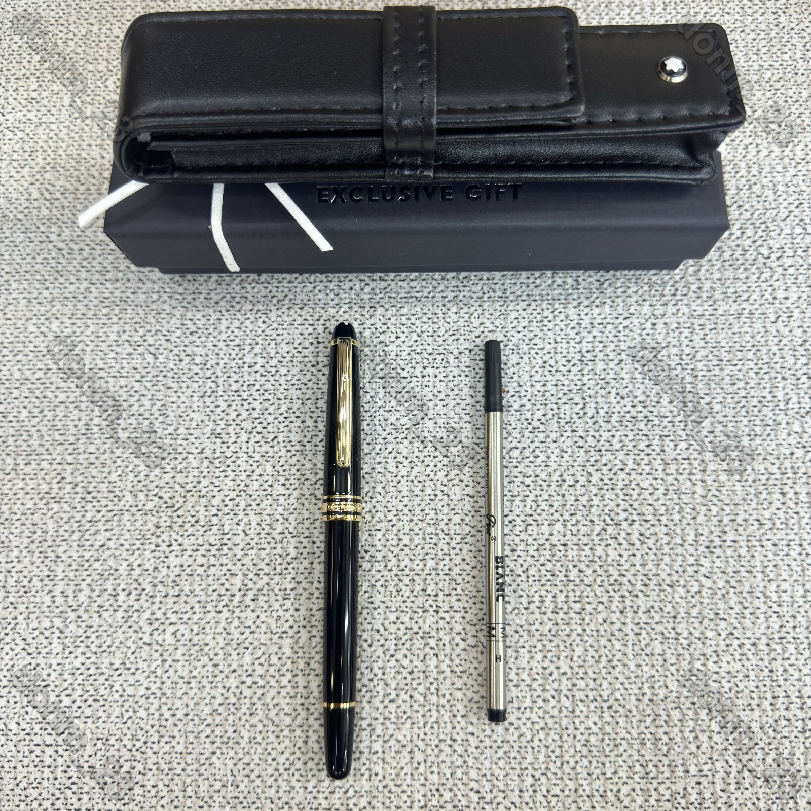 MONTBLANC Meisterstück Black & Gold 163 Rollerball Pen Box, Pouch & Refill MONTBLANC Meisterstück Black & Gold 163 Rollerball Pen Box, Pouch & Refill