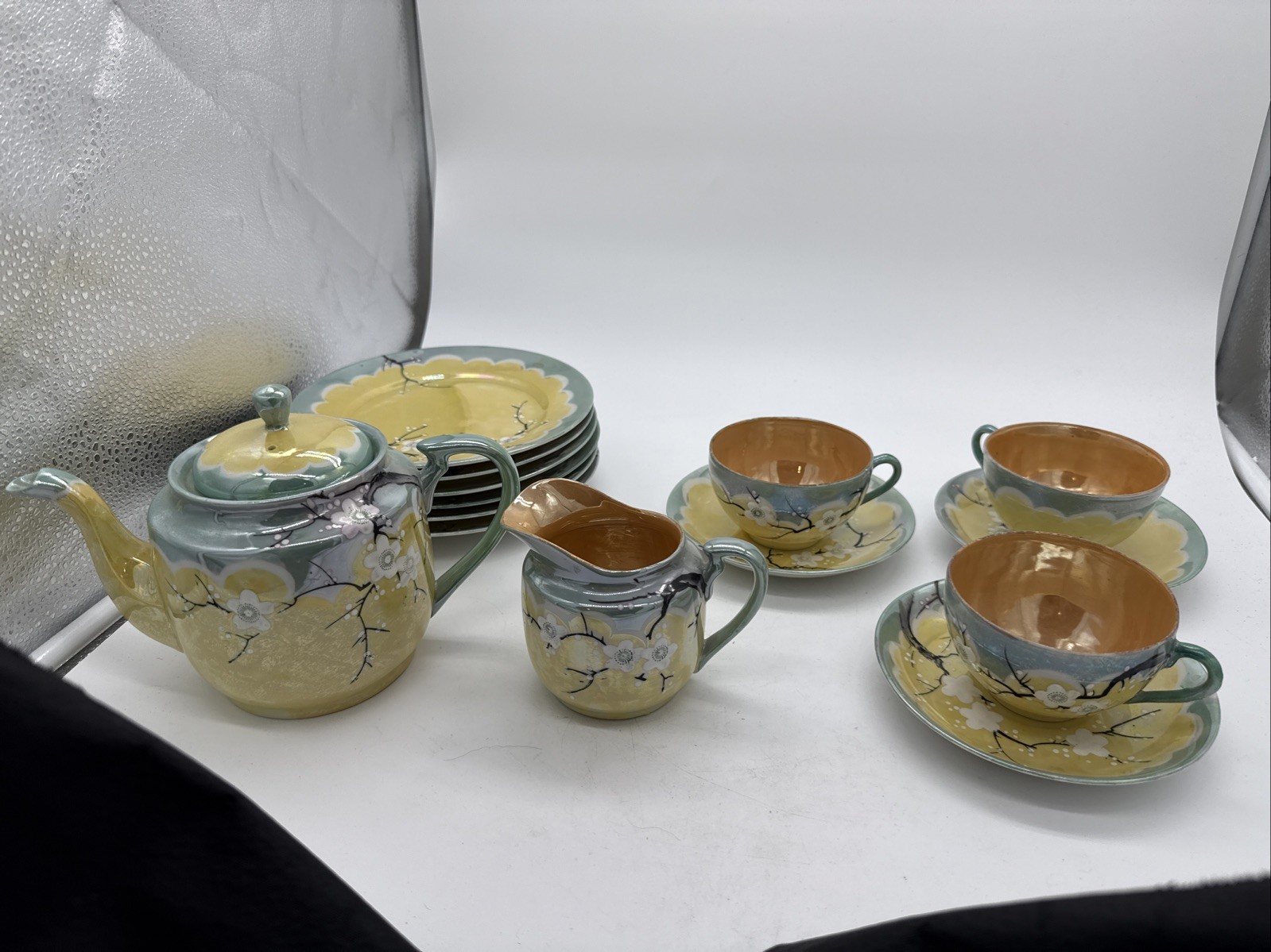 Vintage Hand Painted Made in Japan Lusterware Tea Set Cherry Blossom 1930s Read* Vintage Hand Painted Made in Japan Lusterware Tea Set Cherry Blossom 1930s Read*