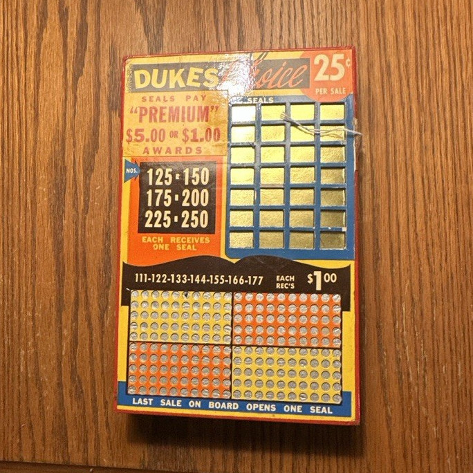 Vintage duke’s choice $.25 gambling punch board …. unused ￼￼ 1940 -1960 ￼