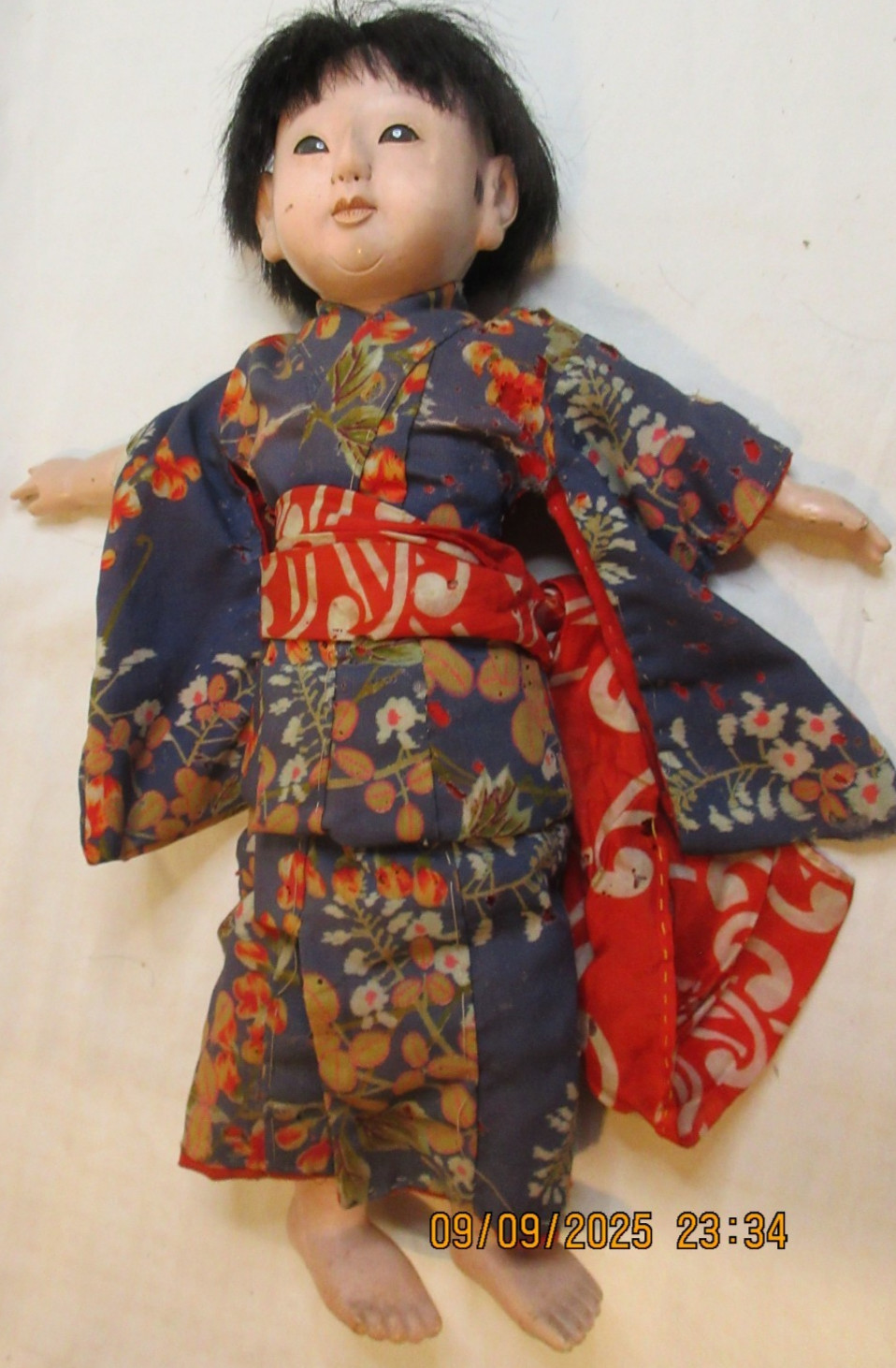 ANTIQUE JAPANESE ICHIMATSU~ DOLL~ORIGINAL CLOTHES~LEG HAS ORIGINAL WRAP~14 1/2\ ANTIQUE JAPANESE ICHIMATSU~ DOLL~ORIGINAL CLOTHES~LEG HAS ORIGINAL WRAP~14 1/2\