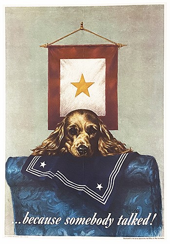 Original 1944 WWII Don't Talk Poster - Because somebody talked - Wesley Original 1944 WWII Don't Talk Poster - Because somebody talked - Wesley