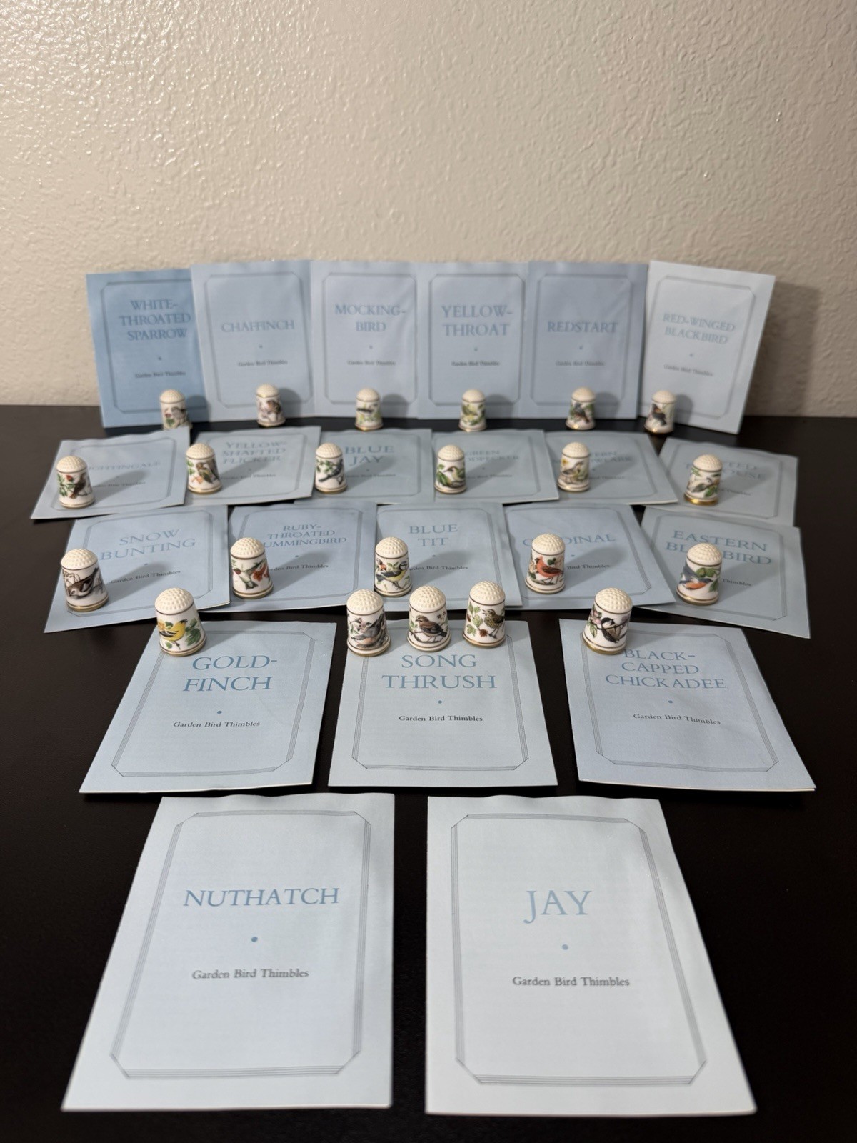 22 Ultra Rare & Vintage 1979 Ceramic Thimbles - “SONGBIRDS” Excellent Condition