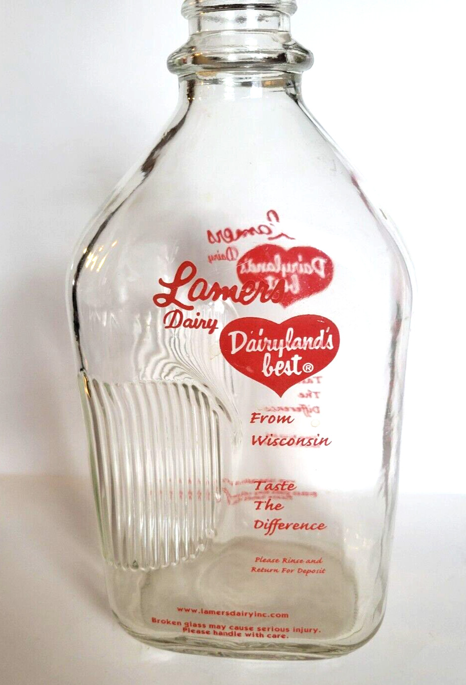 DAIRYLAND\'S BEST Glass Half Gallon Milk Bottle Lamers Dairy, Appleton Wisconsin