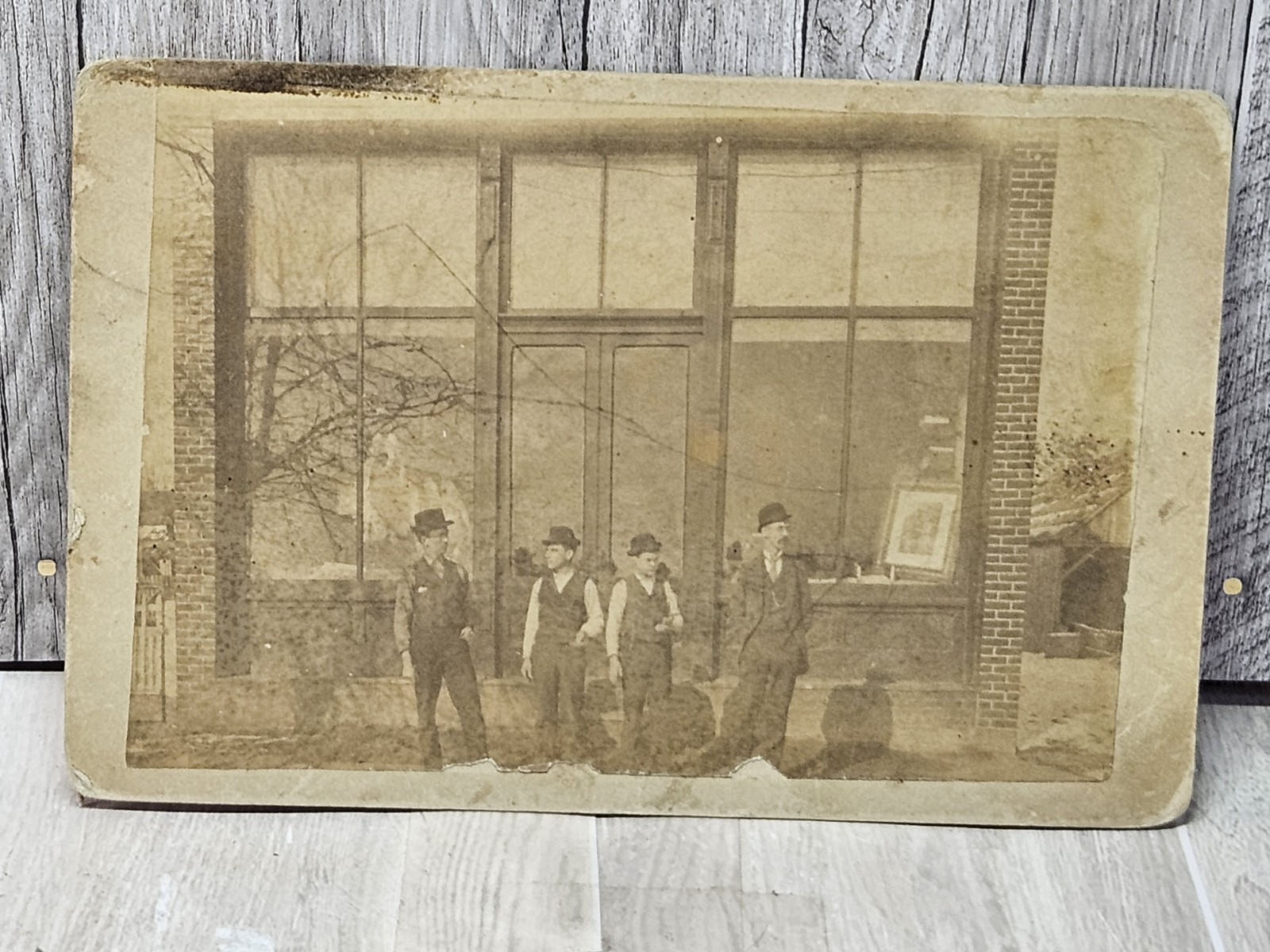 Antique Early 1900s Storefront Snapshot Photograph Boys Outside Shop 6.5x4\ Antique Early 1900s Storefront Snapshot Photograph Boys Outside Shop 6.5x4\