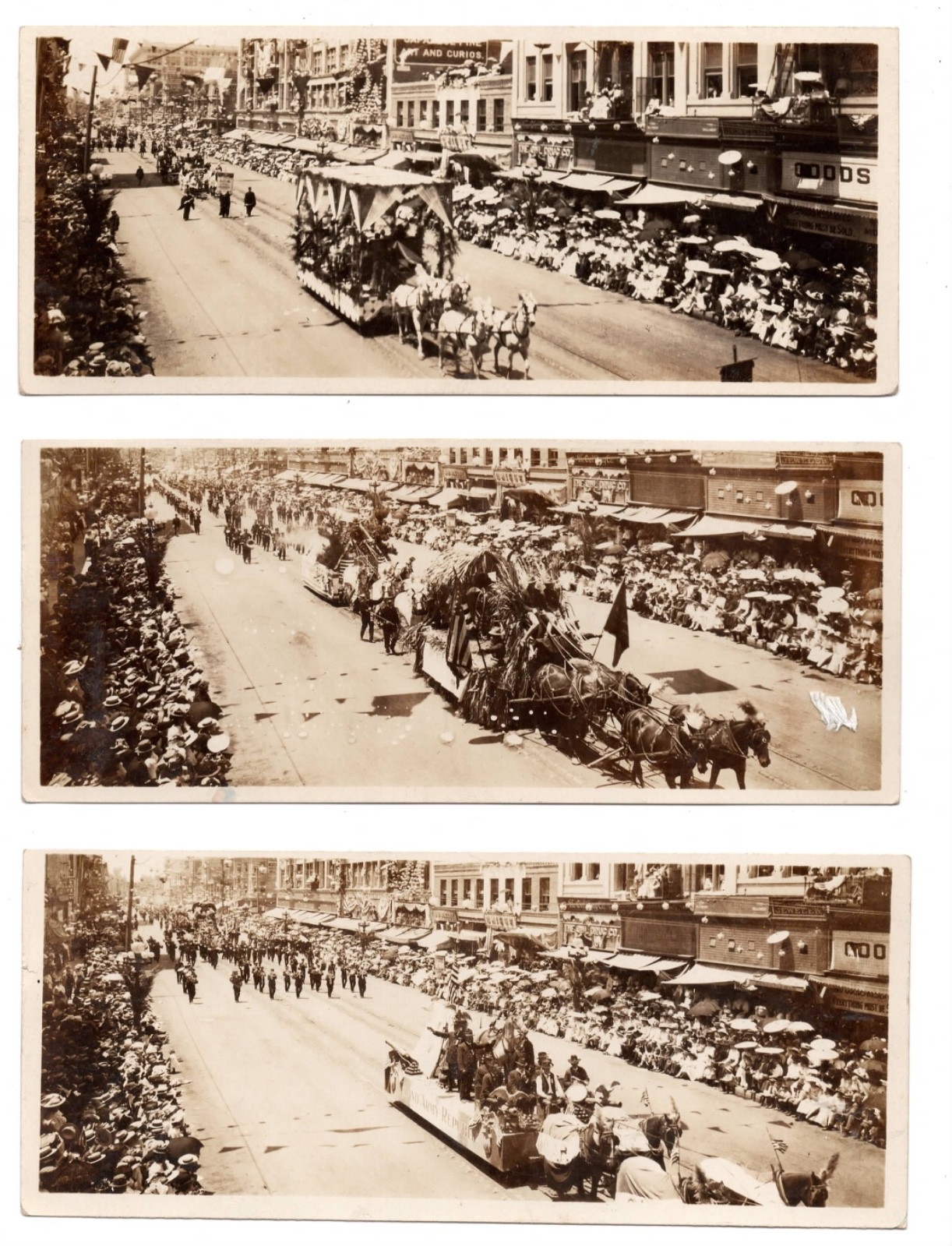 Three Original 1909 RPPC's Los Angeles Midsummer Festival Parade B.P.O.E. Three Original 1909 RPPC's Los Angeles Midsummer Festival Parade B.P.O.E.