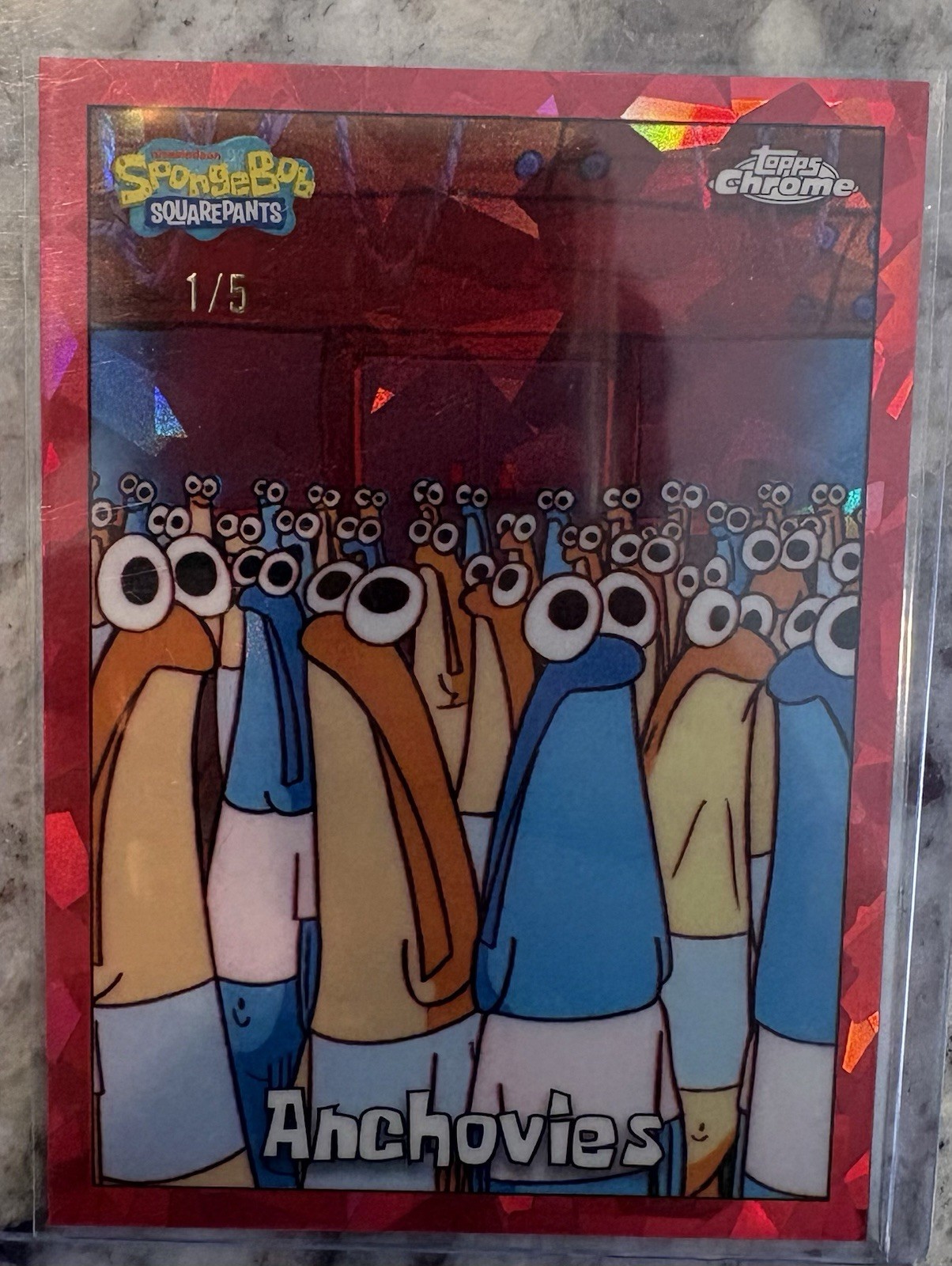 Topps 2025 Topps Chrome SpongeBob SquarePants #105 Anchovies Red Sapphire 1/5 Topps 2025 Topps Chrome SpongeBob SquarePants #105 Anchovies Red Sapphire 1/5