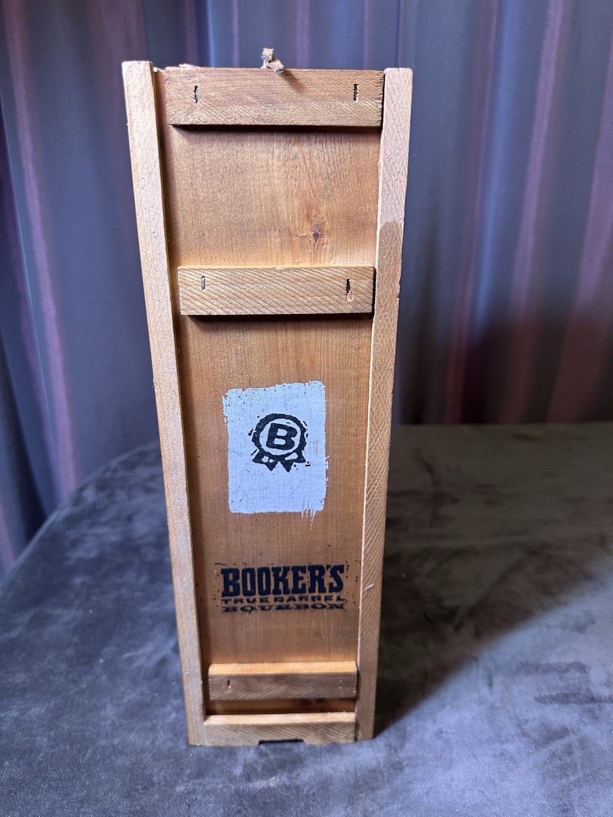 Booker’s True Barrel Bourbon Wood  Box Bar Decor Slide Off Lid Claremont KY