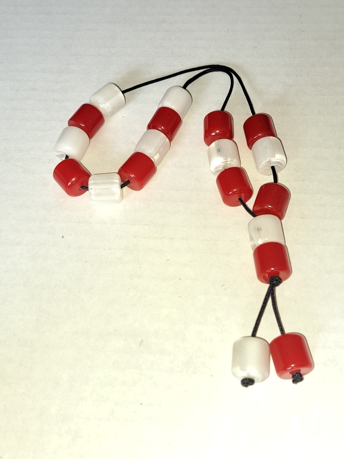 Traditional Greek Komboloi worry prayer beads 15 Red & White Resin Beads
