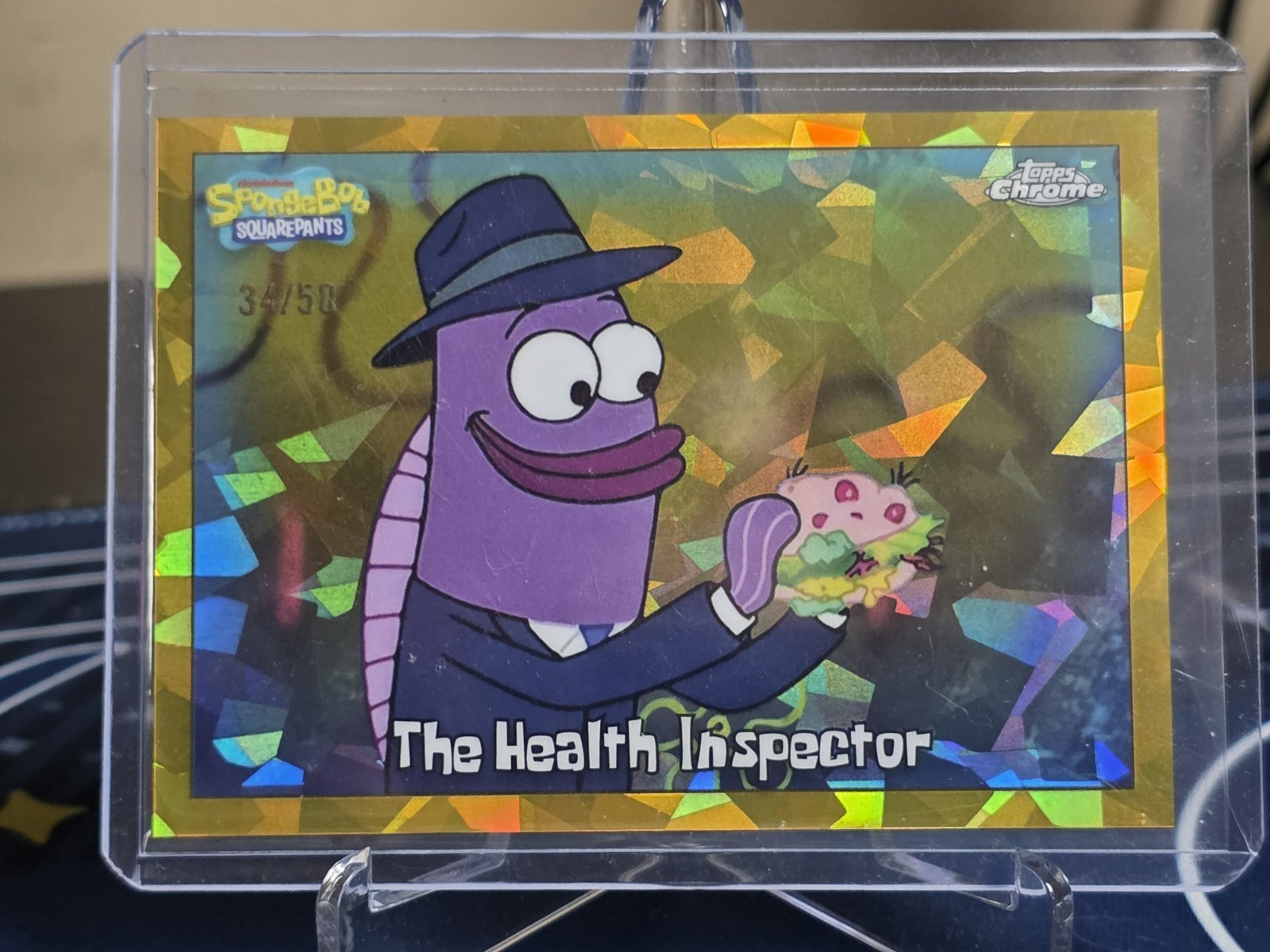 2025 Topps Chrome SpongeBob Sapphire The Health Inspector #94 Gold /50 2025 Topps Chrome SpongeBob Sapphire The Health Inspector #94 Gold /50