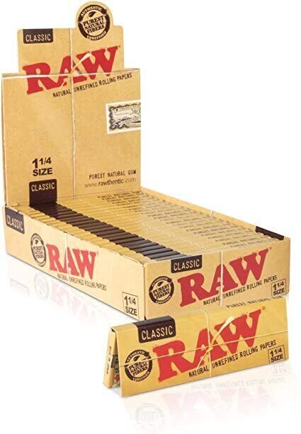 RAW CLASSIC NATURAL UNREFINED ROLLING PAPERS 1.25 1 1/4 SIZE (BOX OF 24) RAW CLASSIC NATURAL UNREFINED ROLLING PAPERS 1.25 1 1/4 SIZE (BOX OF 24)