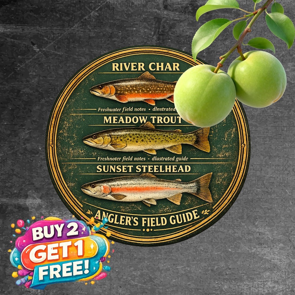 Freshwater Trout Species Sign Round Lake Cabin Decor Metal Plaque 8x8