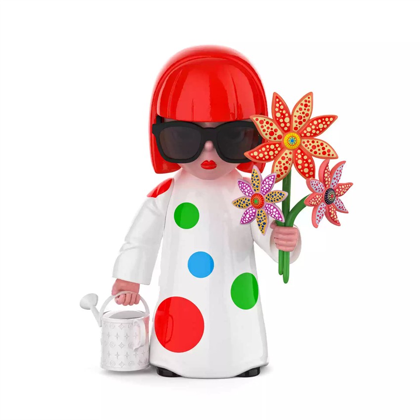 Yayoi Kusama Polka Dot Queen with Flower 29cm 11.4In Artist Designer Toy Figure