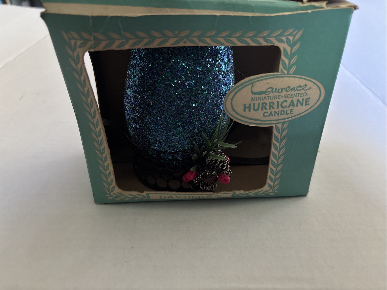 1950\'s Sparkly Glitter Blue Hurricane Candle Holder-Rare VTG Bayberry Fairy Lamp 1950\'s Sparkly Glitter Blue Hurricane Candle Holder-Rare VTG Bayberry Fairy Lamp
