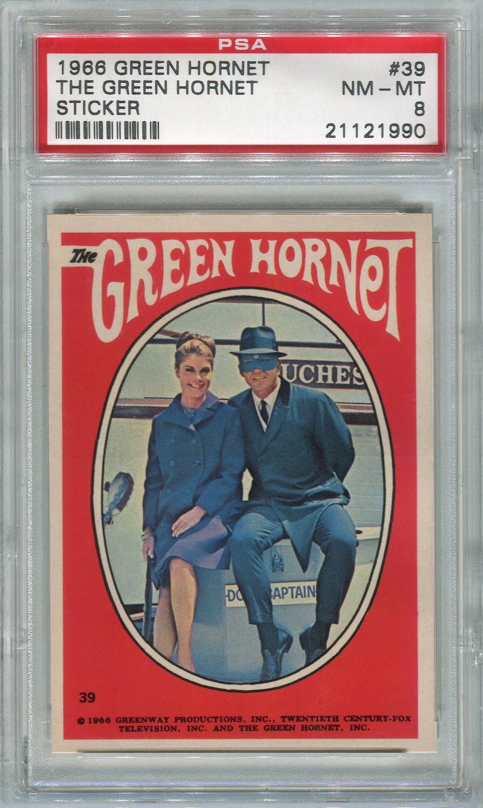 GREEN HORNET 1966 TOPPS The GREEN HORNET STICKER Van Williams #39 PSA 8 NM-MT
