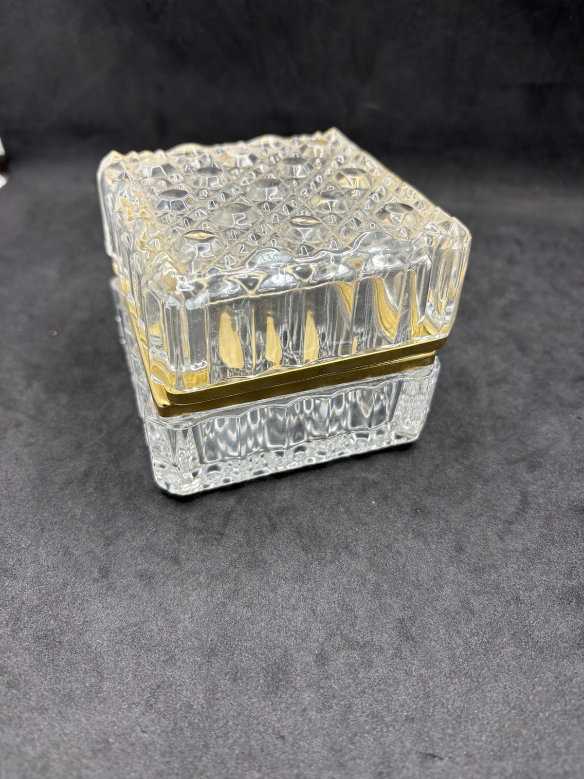 Mid-Century Westminster Baccarat Style Crystal Hinged Jewelry Box 24% W Germany