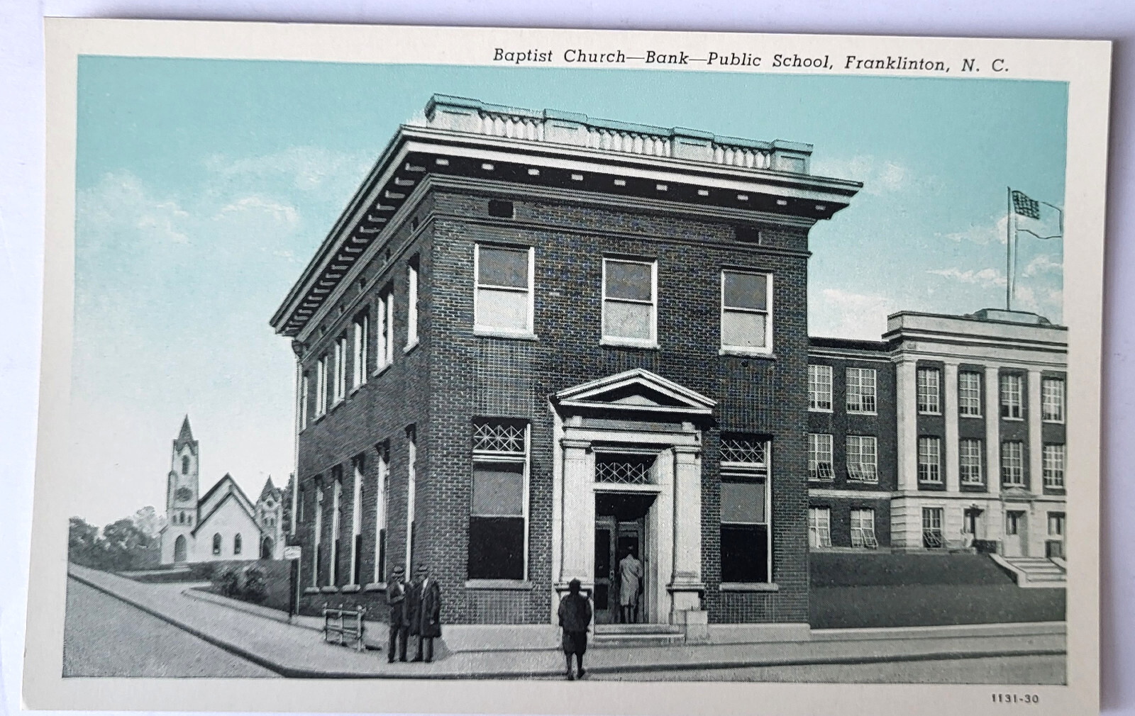 VTG 1930 FRANKLINTON NC PC Baptist Church Bank Public School Teich Archives MINT