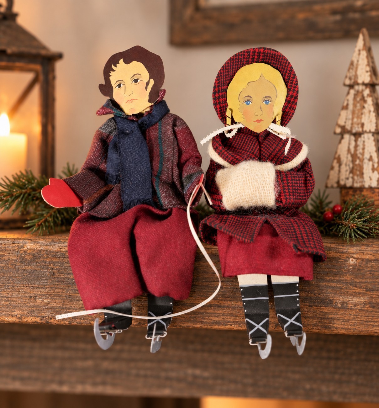 Vintage 1986 Edna Oar Young Shadowdancer Ice Skating Shelf Sitters Pair Signed
