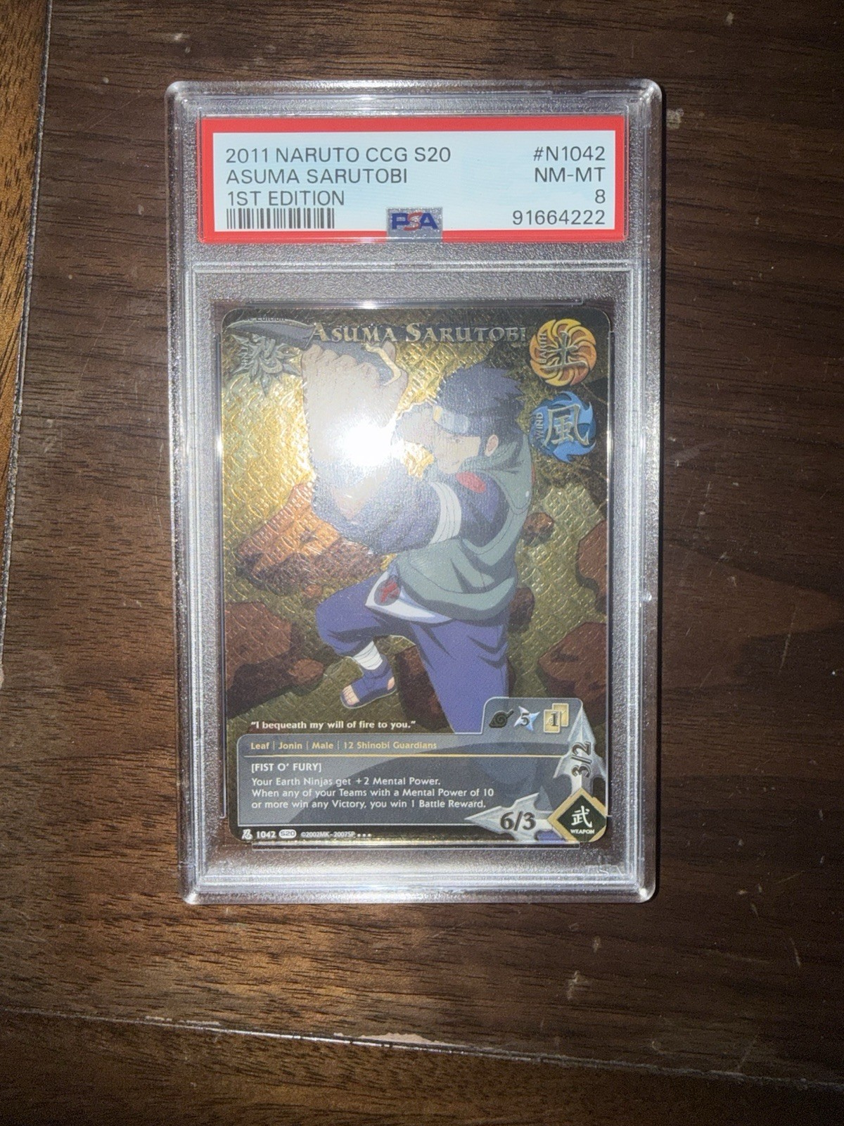 2011 Naruto CCG S20 Asuma Sarutobi 1st Edition #N1042 PSA 8