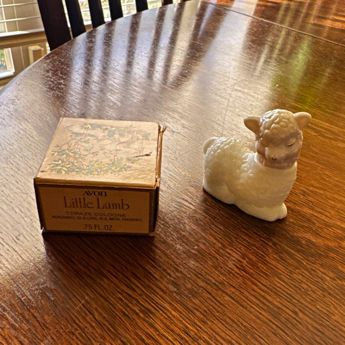 Avon Little Lamb Topaz empty Cologne bottle 0.75 fl oz Lamb Figurine & Box