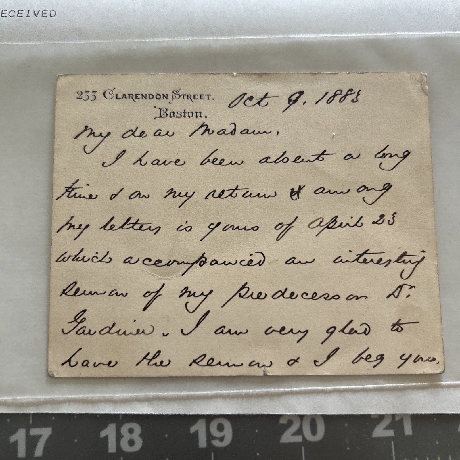 1883 PHILLIPS BROOKS - AUTOGRAPHED HAND WRITTEN LETTER SIGNED BOSTON