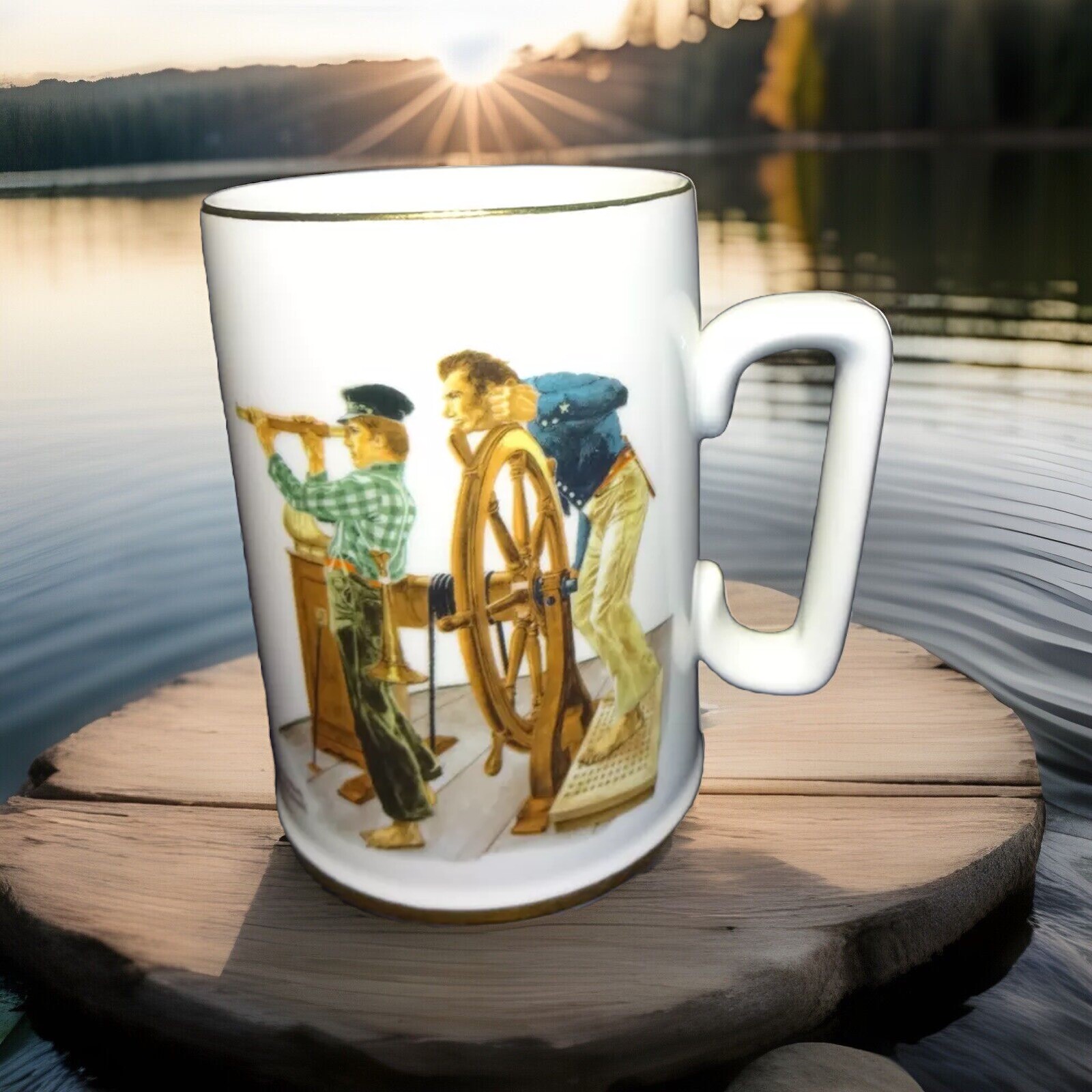 Vintage 1985 Norman Rockwell River Pilot coffee mug