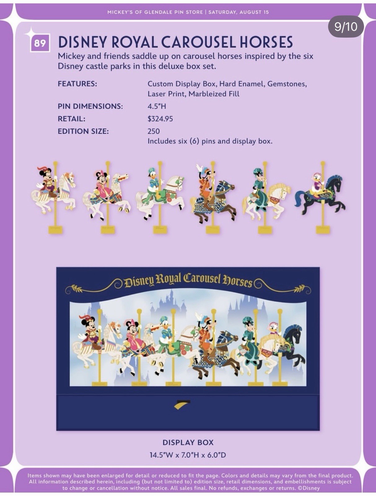 D23 2026 MOG Disney Royal Carousel Horses Box Set Pins LE 250 In Hand