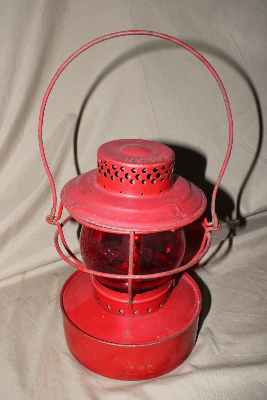 Antique Handlan Lantern Red Globe Illinois Power Co. St Louis Collectible Antique Handlan Lantern Red Globe Illinois Power Co. St Louis Collectible