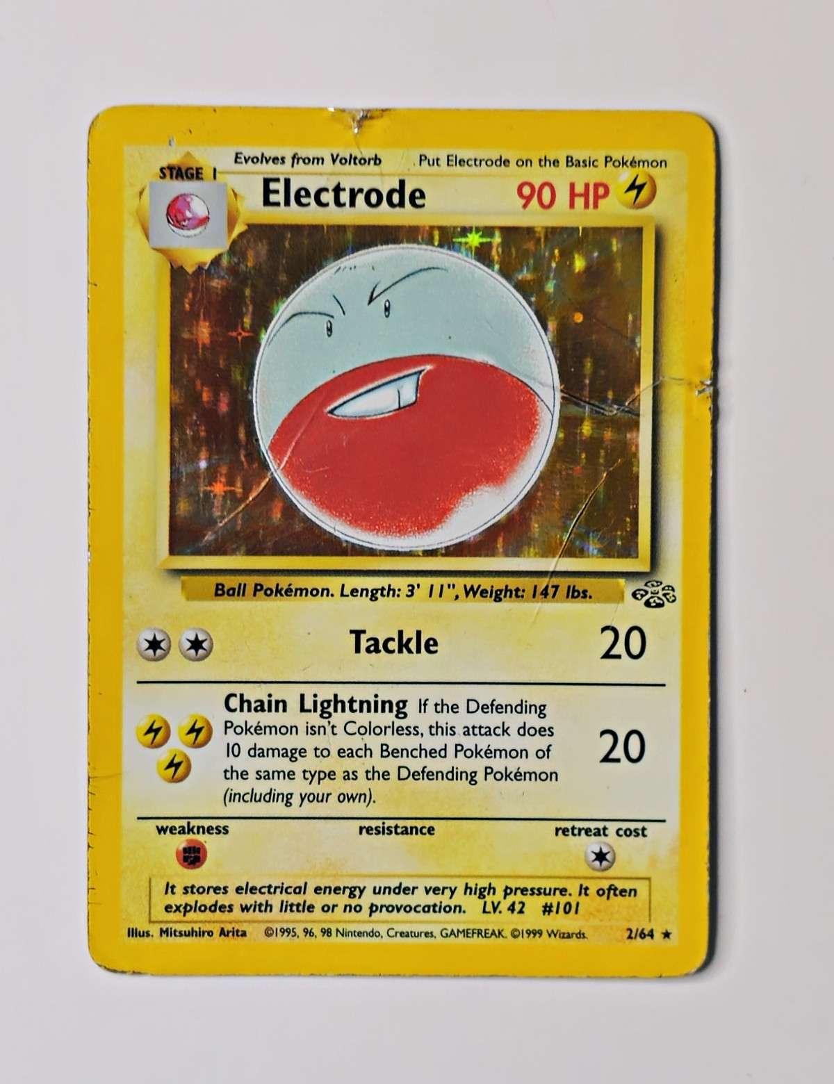 WOTC Pokémon TCG Electrode 2/64 Fossil Holo Rare 1999 English HP