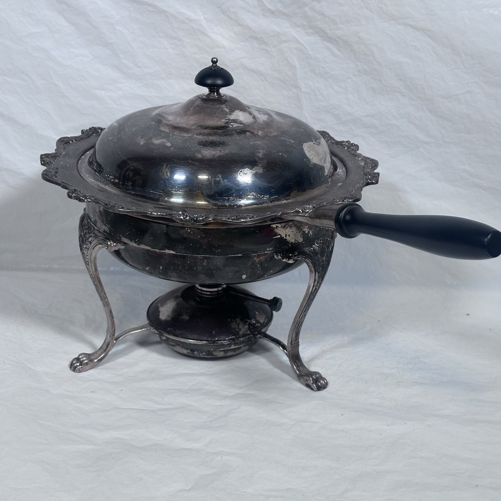 SILVER WEBSTER WILCOX ONEIDA USA FOOTED CHAFING DISH ORNATE Complete Vintage