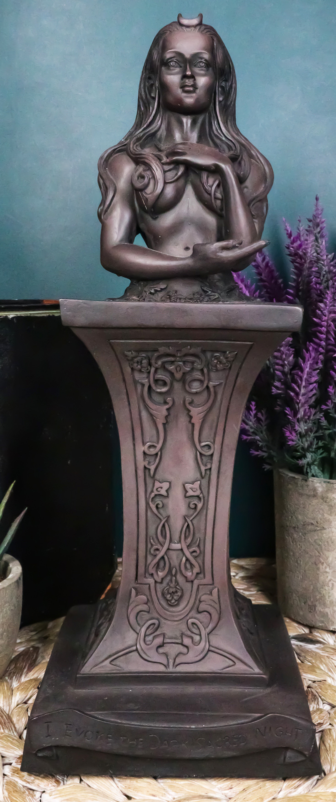 Divine Wiccan Feminine Crescent Crowned Celestial Moon Goddess Herm Sculpture