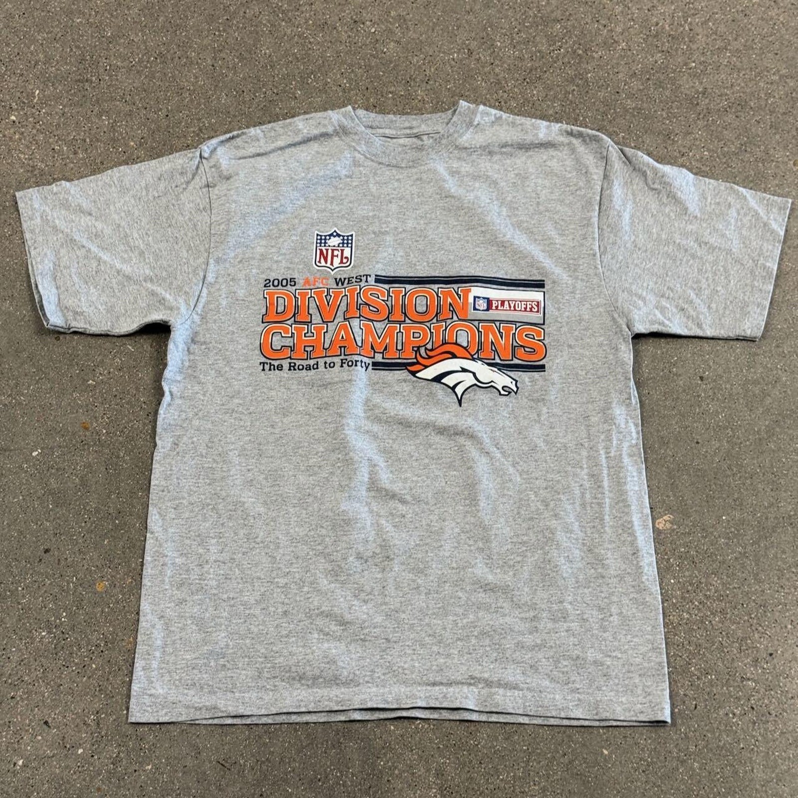 VTG Reebok 2005 Denver Broncos AFC West Division Champions T-Shirt Men's Sz L