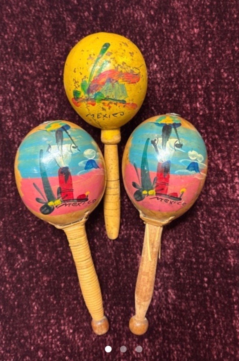 Vintage Hand-Painted Mexican Souvenir Maracas Set of 3 Vintage Hand-Painted Mexican Souvenir Maracas Set of 3